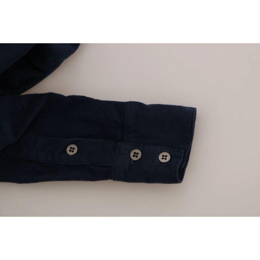 Acht Cotton Blue Corduroy Long Sleeves Shirt Top Women's Blouse